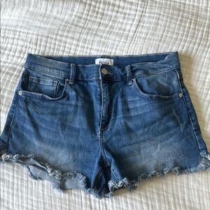 Pistola Blue Jean Shorts with Distressed Hem